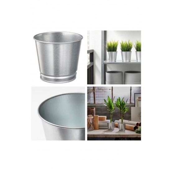 Ikea Boyanabilir Çelik Saksı Bintje Galvanizli 9 cm