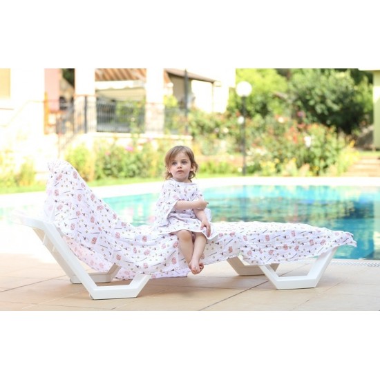 Kapşonlu Organik  Müslin 1-5 Yaş Bebek Çocuk Panço, Unicorn Desenli Kol Altından Bağlamalı Çocuk Havlusu, Plaj, Havuz ve Küvet Sonrası Kurulama Havlusu, OEKO-TEX sertifikalı Organik Panço