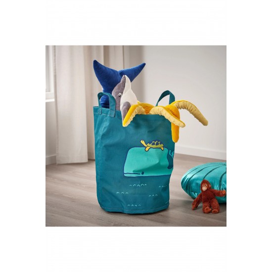 IKEA Blavıngad Mavi-Yeşil Oyunca Çamaşır Saklama Çantası, Çocuk Odası