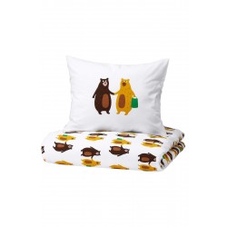 IKEA Brummıg Çocuk Nevresim Takımı Beyaz-desenli, 150x200/50x60 IKEA Cm