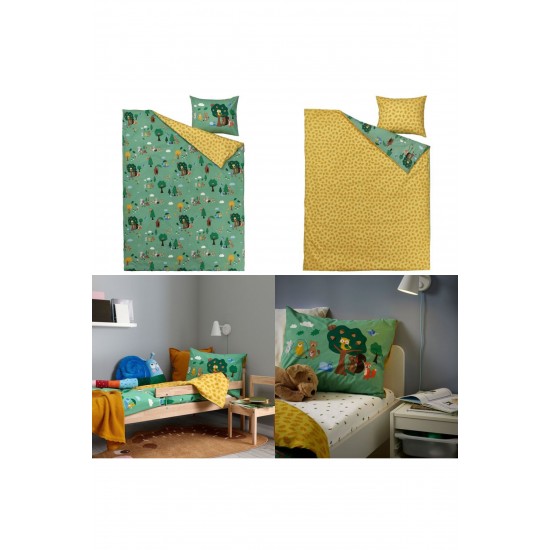 IKEA Brummıg Çocuk Nevresim Takımı, Çok Renkli, 150x200/50x60 Cm