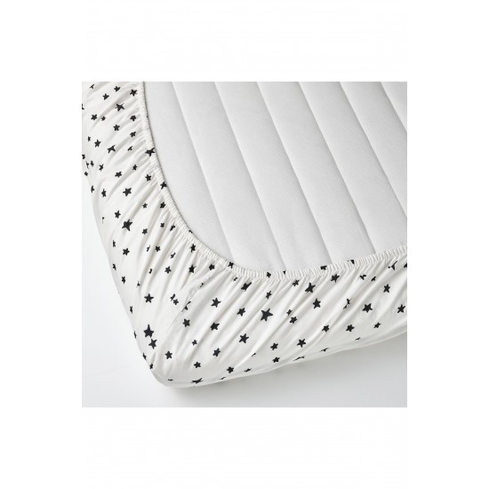 IKEA Busenkel Tek Kişilik Lastikli Çarşaf, Beyaz-siyah