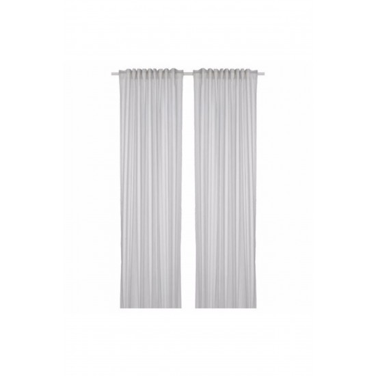Bymott Fon Perde/2 Kanat, Beyaz-açık Gri-çizgili