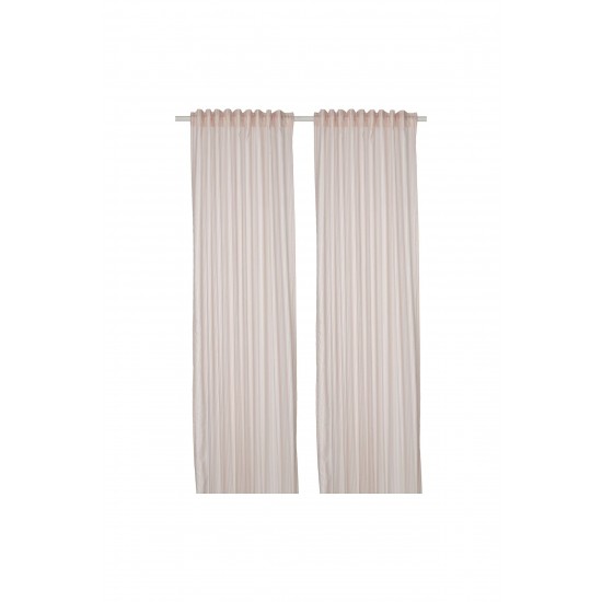 IKEA Bymott Fon Perde/2 Kanat, Beyaz-bej-çizgili, 120x300 cm