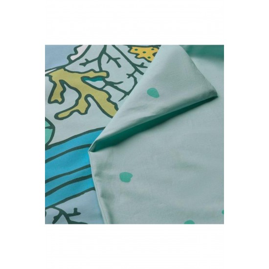 IKEA Çift Taraflı Tek Kişilik Çocuk Nevresim Takımı   Turkuaz Renk 150x200 cm Deniz Kaplumba