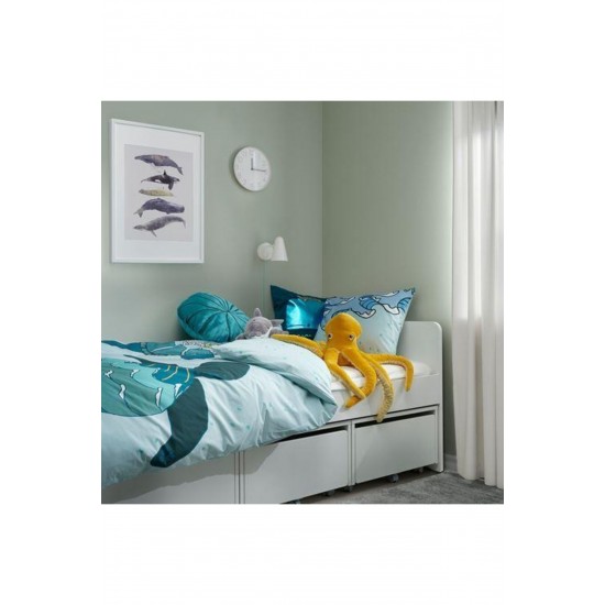 IKEA Çift Taraflı Tek Kişilik Çocuk Nevresim Takımı   Turkuaz Renk 150x200 cm Deniz Kaplumba