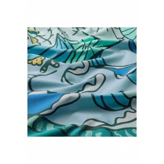 IKEA Çift Taraflı Tek Kişilik Çocuk Nevresim Takımı   Turkuaz Renk 150x200 cm Deniz Kaplumba