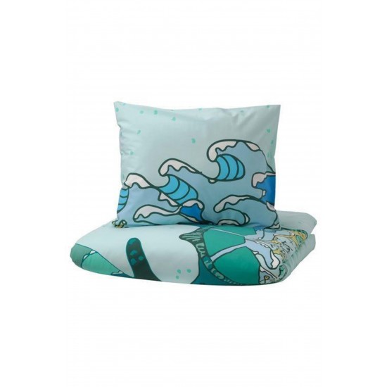 IKEA Çift Taraflı Tek Kişilik Çocuk Nevresim Takımı   Turkuaz Renk 150x200 cm Deniz Kaplumba
