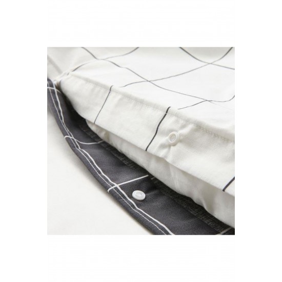 IKEA Çift Taraflı Tek Kişilik Nevresim Seti   Beyaz-siyah 150x200 Çizgili Model