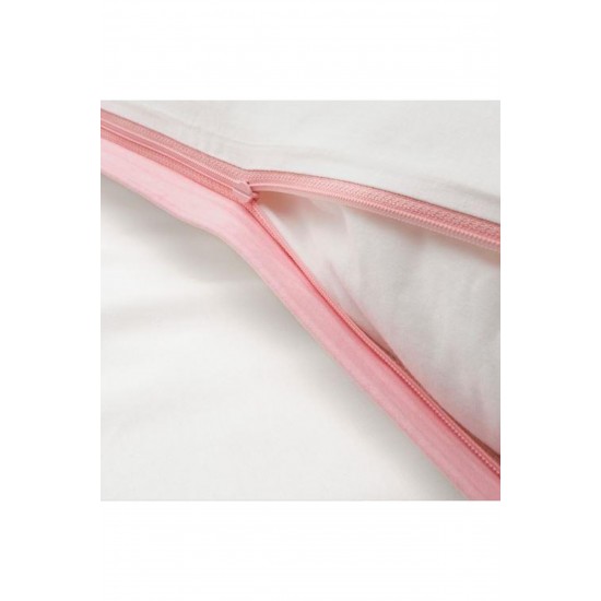 Çocuk Nevresim Takımı Tek Kişilik 150x200 Pembe Beyaz puantiye Desenli Beyaz Nevresim