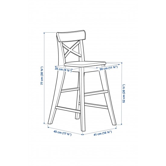 Ingolf Çocuk Sandalyesi, antika vernik, 77 cm