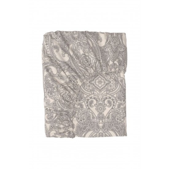 JÄTTEVALLMO, lastikli çarşaf, bej-koyu gri, 140x200 cm, 10501450