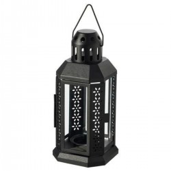 IKEA Enrum 22 Cm Siyah Dekoratif Fener - Çelik Mumluk Şamdan