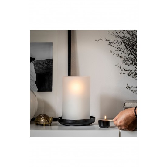 IKEA Hedervard Fener, Buzlu Cam-siyah, 22 cm 