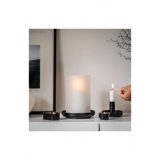 IKEA Hedervard Fener, Buzlu Cam-siyah, 22 cm 