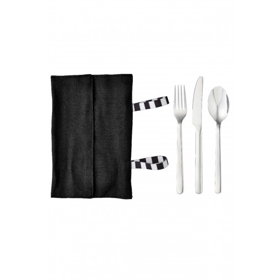 IKEA Finskuren Paslanmaz Çelik-siyah Seyahat Çatal Bıçak Takımı