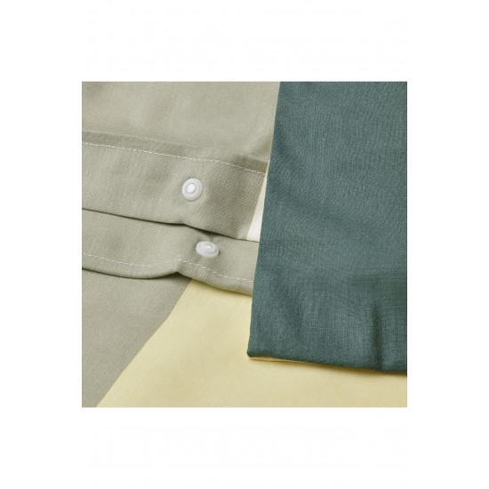 Geometrik Desen Çift Kişilik Nevresim Seti,   Sarı-Lacivert-Gri Renk 240x220 Pamuk-Visk