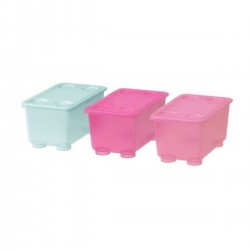 IKEA Glis Kapaklı Kutu Pembe-turkuaz 17x10 Cm 3 Parça