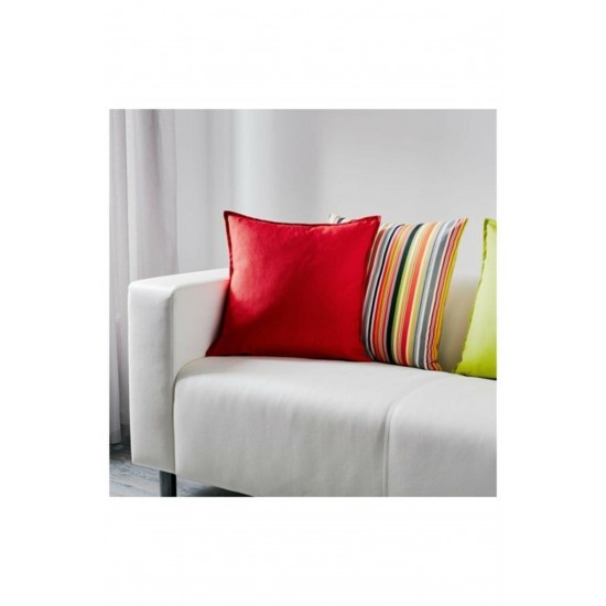 Gurlı Kırlent Minder Kılıfı Kırmızı 50x50 Cm %100 Pamuk