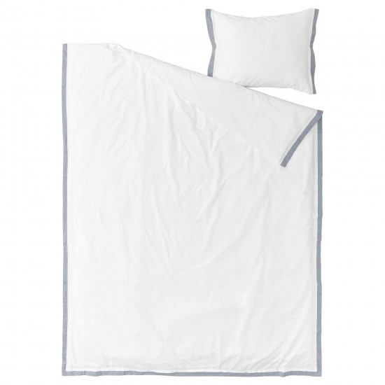 IKEA TATELSMYGARE tek kişilik nevresim seti, beyaz-mavi, 150x200/50x60 cm Kentsoylu