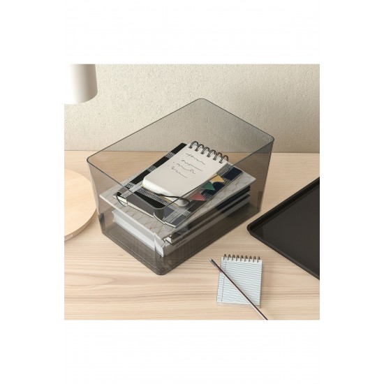 Kapaklı Kutu, Şeffaf Siyah, 18x26x15 Cm, Kuggıs