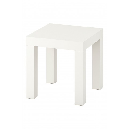 Mini Salon Sehpası Yan Sehpa 35x35x35 Cm Ahşap Beyaz Renk