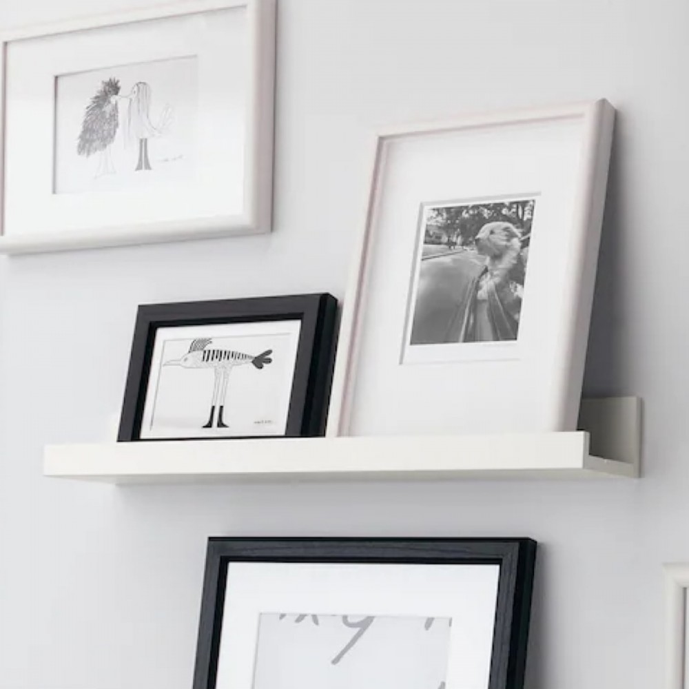 IKEA Mosslanda Beyaz 55 Cm Raf Fotoğraf Resim Çerçevesi Tablo Biblo Kitap Için Ahşap Duvar Rafı
