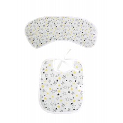 Bebek Anne Baba Omuz Bezi ve Mama Önlüğü, İkili Set, OEKO-TEX sertifikalı, Burpy Bip Organic Cloth YILDIZ Desenli Feeding Cloth%100 Pamuk Multi-Use Burp Cloth Bib 67x28 cm