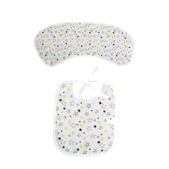 Bebek Anne Baba Omuz Bezi ve Mama Önlüğü, İkili Set, OEKO-TEX sertifikalı, Burpy Bip Organic Cloth YILDIZ Desenli Feeding Cloth%100 Pamuk Multi-Use Burp Cloth Bib 67x28 cm