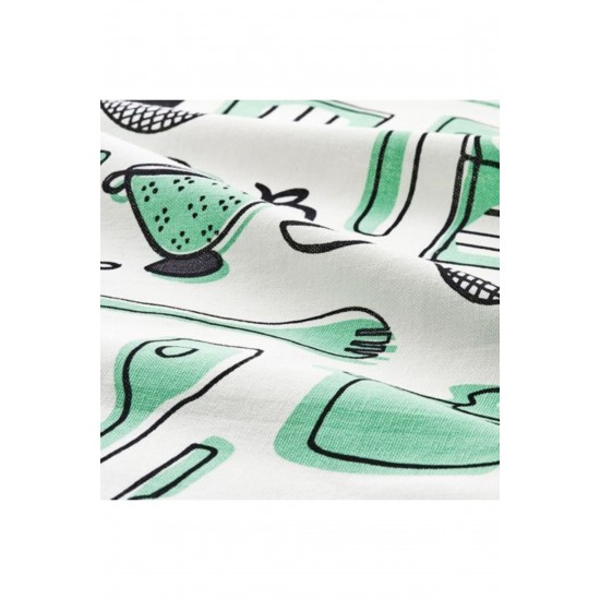 IKEA Rinnig Mutfak Kurulama Bezi 4 Adet Beyaz Yeşil Desenli 45x60 Cm Kentsoylu