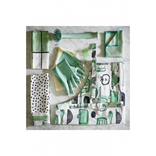 IKEA Rinnig Mutfak Kurulama Bezi 4 Adet Beyaz Yeşil Desenli 45x60 Cm Kentsoylu