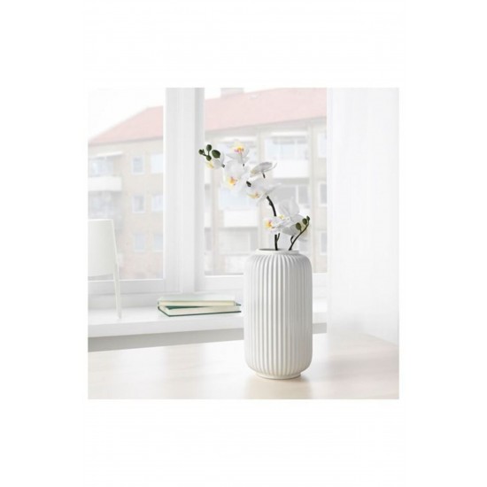 Stılren 22 Cm Vazo Dekoratif Çiçeklik Beyaz Stoneware