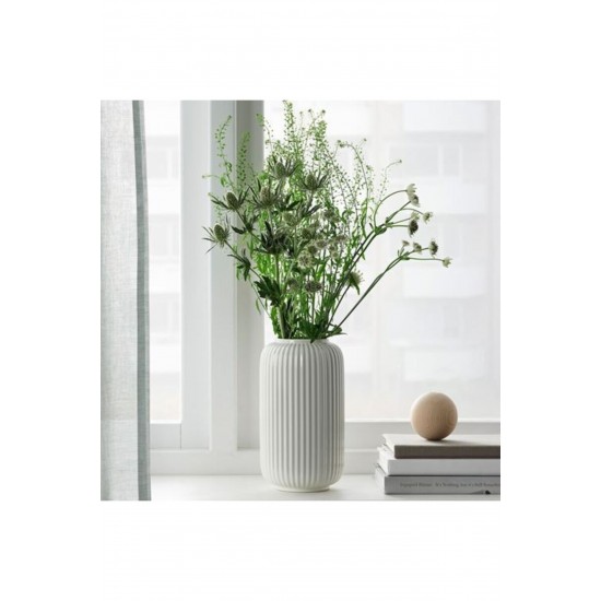 Stılren 22 Cm Vazo Dekoratif Çiçeklik Beyaz Stoneware