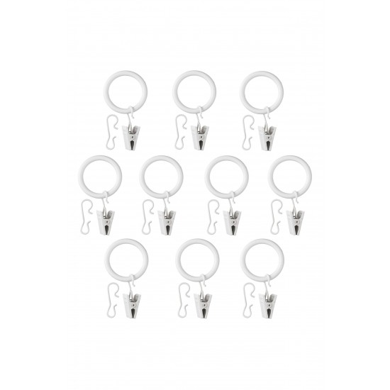 Syrlıg Perde Halkası Seti, Beyaz, 25 Mm, 10 Adet
