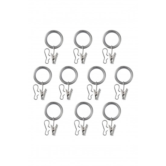 Syrlıg Perde Halkası Seti, Nikelaj Kaplama, 25 mm, 10 Adet