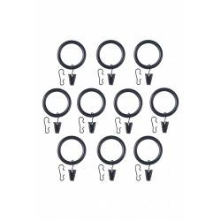 IKEA Syrlig Perde Halkası Seti, Siyah, 38 Mm, 10 Adet