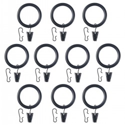 IKEA Syrlig Perde Halkası Seti, Siyah, 38 Mm, 10 Adet