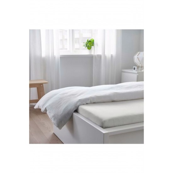 Taggvallmo Tek Kişilik Lastikli Çarşaf, Beyaz