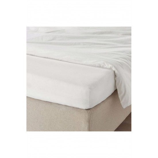 Taggvallmo Tek Kişilik Lastikli Çarşaf, Beyaz