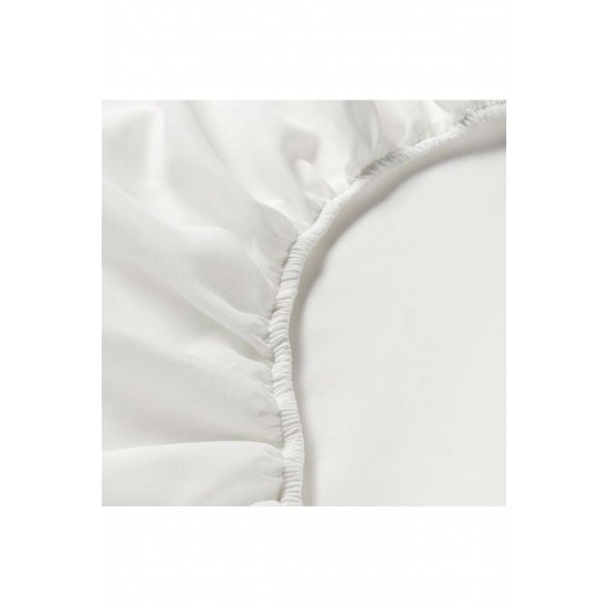 Taggvallmo Tek Kişilik Lastikli Çarşaf, Beyaz