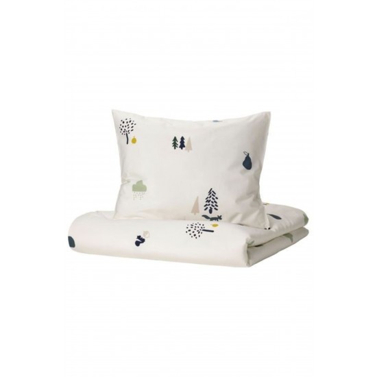 IKEA BARNDRÖM Tek Kişilik Çocuk Nevresim Takımı   Beyaz,desenli-150x200/50x60 Cm-çarşafsız