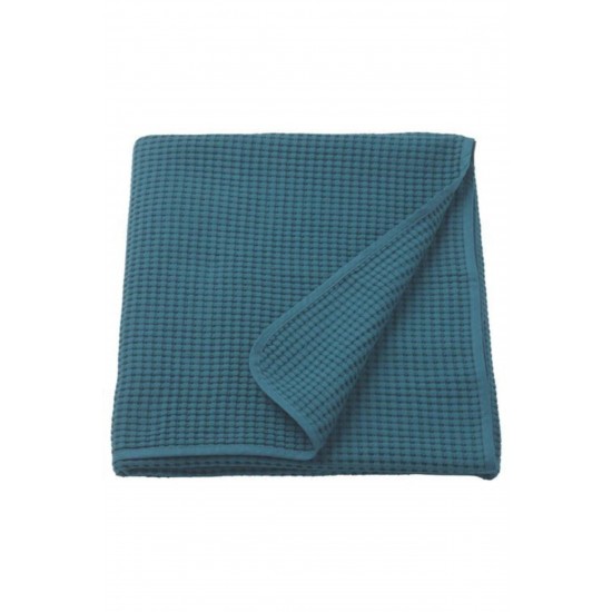 VÅRELD Tek Kişilik Yatak Örtüsü, Koyu Mavi   150x250 Cm %100 Pamuk Yatak Örtüsü