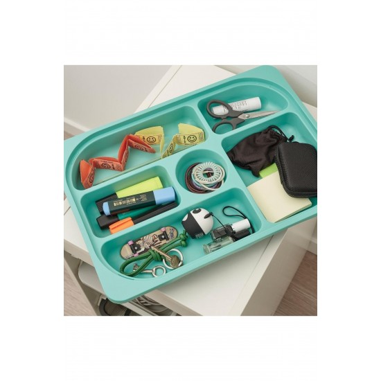 Trofast Bölmeli Saklama Kutusu, Turkuaz, 42x30x5 Cm