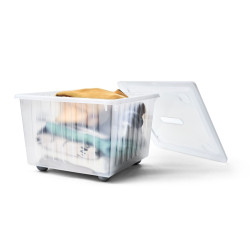 IKEA Vessla Şeffaf Beyaz 39x39x28 Cm Tekerlekli Kapaklı Saklama Kutusu Kutu Sepet