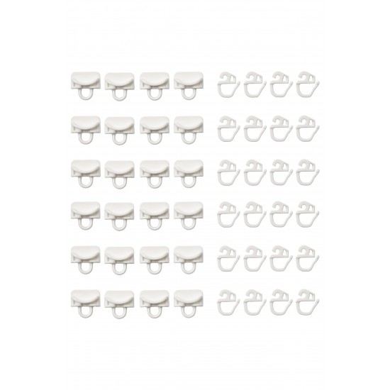 Vıdga Tül, Perde Rulet Ve Kanca Seti, Beyaz, 24 Adet