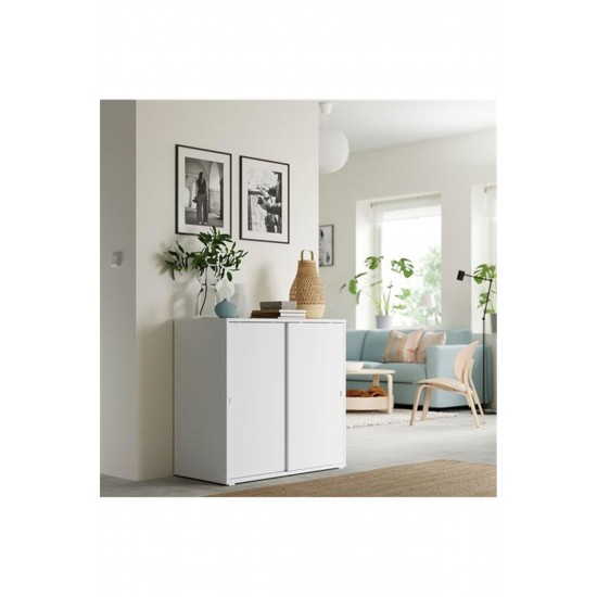 Vıhals Beyaz Renk Sürgü Kapaklı Dolap 95x47x90 Cm