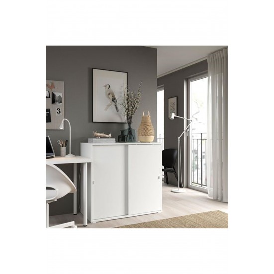 Vıhals Beyaz Renk Sürgü Kapaklı Dolap 95x47x90 Cm